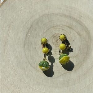 Elegant Yellow and Green Clip-On Earrings